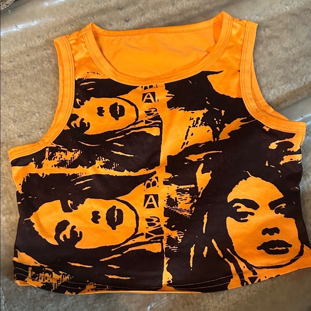 Orange Graphic Crop Top
